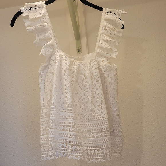 eri+ali Tops - eri+ali White Lace Sleeveless Top